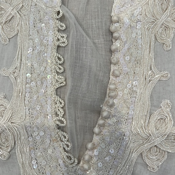 90s JULIET DUNN Moroccan hippy top cotton sequins London Vintage travel white - Picture 11 of 17